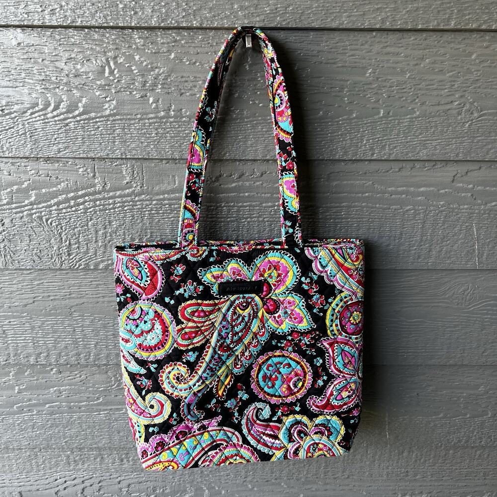 Vera Bradley Small/Medium Tote Parisian Paisley Black Logo Retired